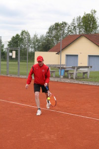 Mannschaftsführer Christian Ahle, der mit den SGE-Herren vor dem zweiten Meistertitel in Serie steht. Ahle gewann bisher alle seine sechs Einzel klar in zwei Sätzen.